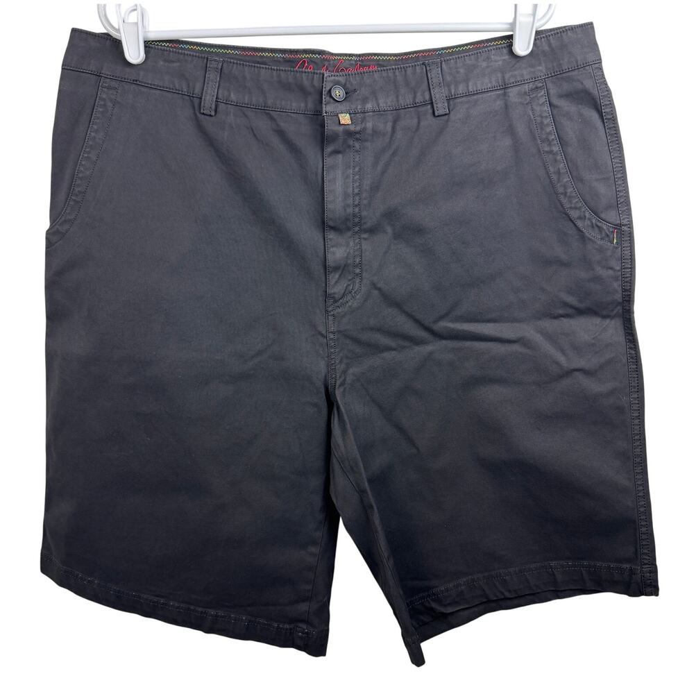 Robert Graham Men's Shorts 38 Black Chino Flat Front 10"‎ Pockets Cotton Casual